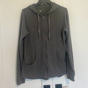 Danskin Comfy Basic Grey Zip Up Sweater Hoodie Women's‎ Size XL